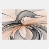 Abstracte Anthracite Gray Sienna Modern Fractal Ar Inpakpapier Vel (Voorkant 3)