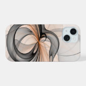 Abstracte Anthracite Gray Sienna Modern Fractal Ar iPhone 15 Case (Achterkant horizontaal)