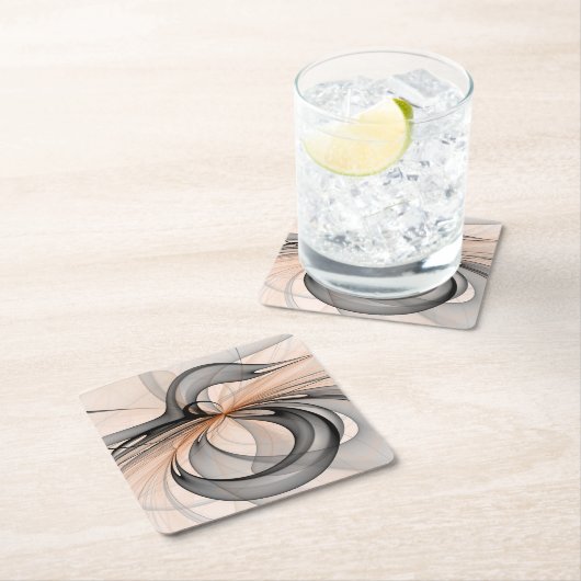 Abstracte Anthracite Gray Sienna Modern Fractal Ar Kartonnen Onderzetters (Insitu)