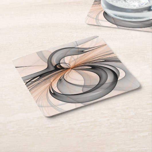 Abstracte Anthracite Gray Sienna Modern Fractal Ar Kartonnen Onderzetters (Schuin)