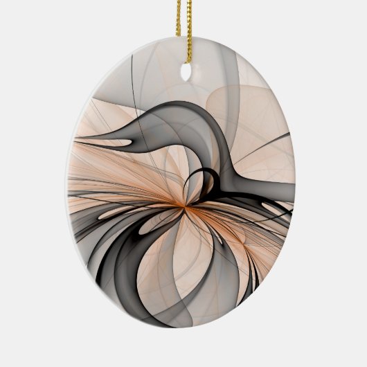 Abstracte Anthracite Gray Sienna Modern Fractal Ar Keramisch Ornament (Rechts)