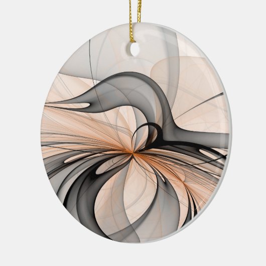 Abstracte Anthracite Gray Sienna Modern Fractal Ar Keramisch Ornament (Links)