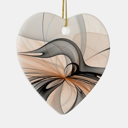 Abstracte Anthracite Gray Sienna Modern Fractal Ar Keramisch Ornament (Rechts)