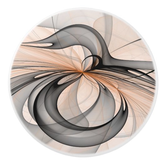 Abstracte Anthracite Gray Sienna Modern Fractal Ar Keramische Knop (Voorkant)