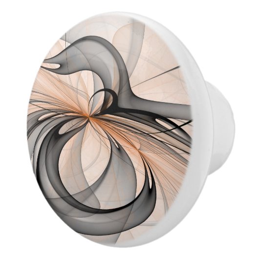 Abstracte Anthracite Gray Sienna Modern Fractal Ar Keramische Knop (Rechts)