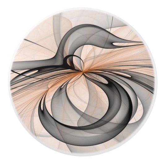 Abstracte Anthracite Gray Sienna Modern Fractal Ar Keramische Knop (Voorkant)