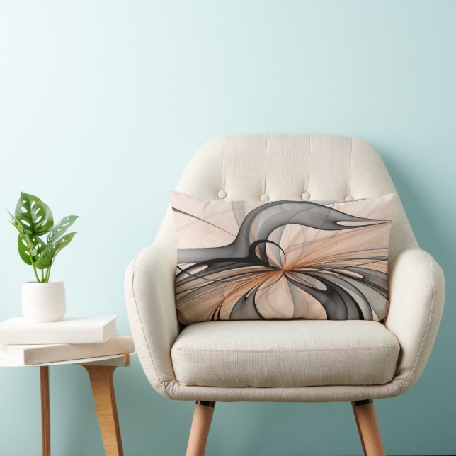 Abstracte Anthracite Gray Sienna Modern Fractal Ar Kussen (Stoel)