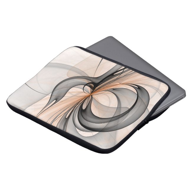 Abstracte Anthracite Gray Sienna Modern Fractal Ar Laptop Sleeve (Voorkant top)