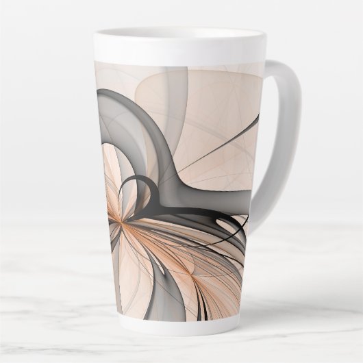 Abstracte Anthracite Gray Sienna Modern Fractal Ar Latte Mok (Rechterhoek)
