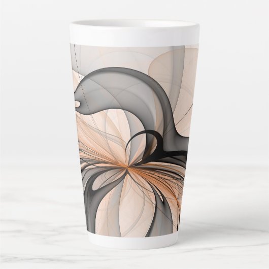 Abstracte Anthracite Gray Sienna Modern Fractal Ar Latte Mok (Voorkant)