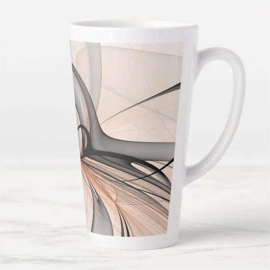 Abstracte Anthracite Gray Sienna Modern Fractal Ar Latte Mok (Rechts)