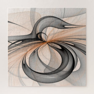 Abstracte Anthracite Gray Sienna Modern Fractal Ar Legpuzzel