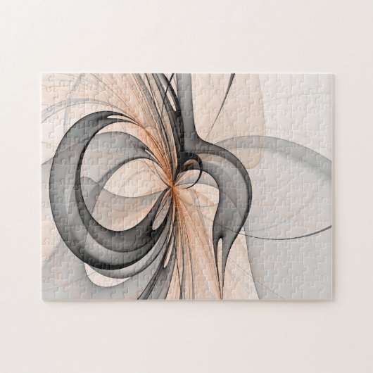 Abstracte Anthracite Gray Sienna Modern Fractal Ar Legpuzzel (Horizontaal)