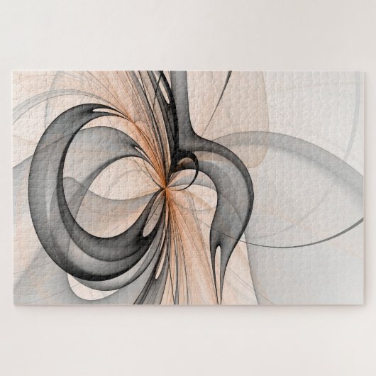 Abstracte Anthracite Gray Sienna Modern Fractal Ar Legpuzzel (Horizontaal)