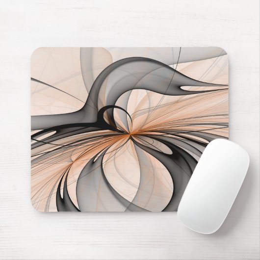 Abstracte Anthracite Gray Sienna Modern Fractal Ar Muismat (Met muis)