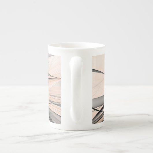 Abstracte Anthracite Gray Sienna Modern Fractal Ar Porselein Kop (Achterkant)