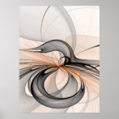 Abstracte Anthracite Gray Sienna Modern Fractal Ar Poster (Voorkant)