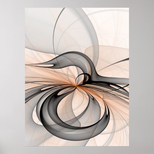 Abstracte Anthracite Gray Sienna Modern Fractal Ar Poster (Voorkant)
