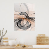 Abstracte Anthracite Gray Sienna Modern Fractal Ar Poster (Keuken)