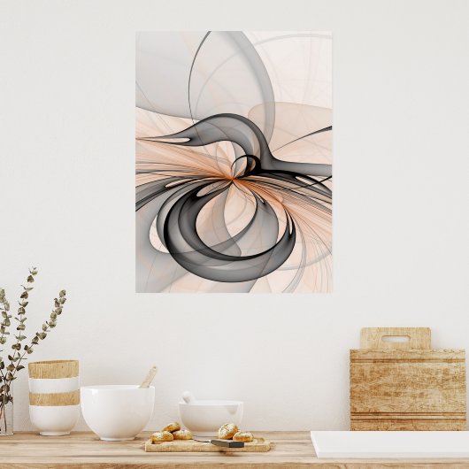 Abstracte Anthracite Gray Sienna Modern Fractal Ar Poster (Keuken)