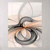 Abstracte Anthracite Gray Sienna Modern Fractal Ar Poster (Voorkant)