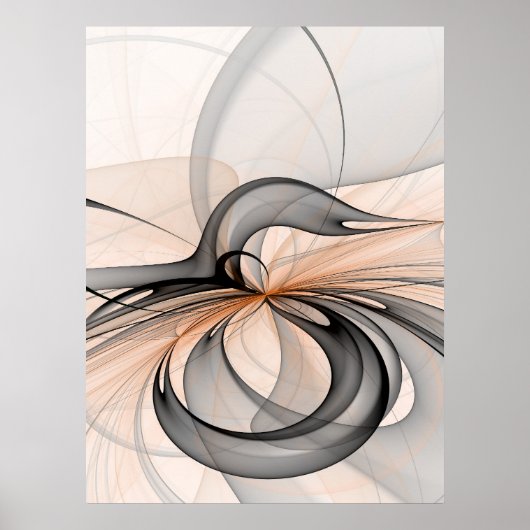 Abstracte Anthracite Gray Sienna Modern Fractal Ar Poster (Voorkant)