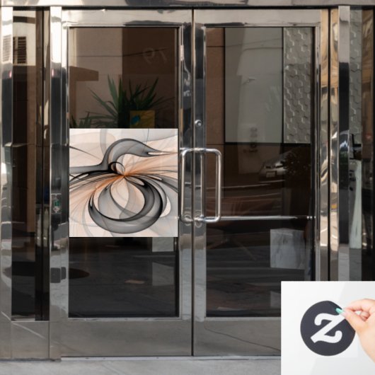 Abstracte Anthracite Gray Sienna Modern Fractal Ar Raamsticker (Kantoordeur)