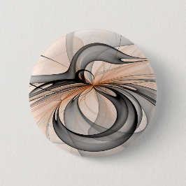 Abstracte Anthracite Gray Sienna Modern Fractal Ar Ronde Button 5,7 Cm