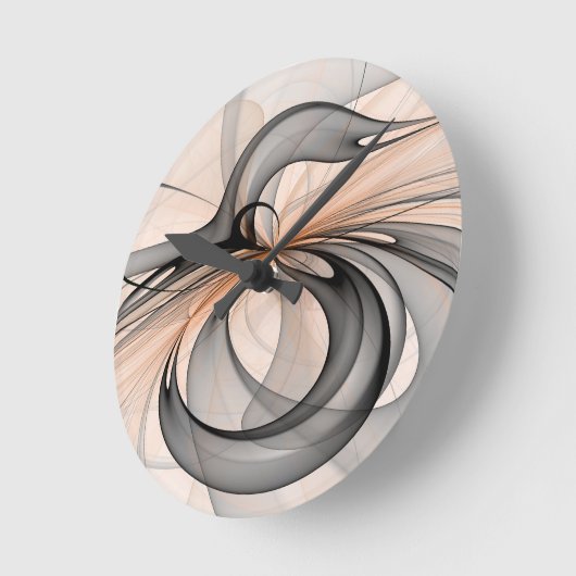 Abstracte Anthracite Gray Sienna Modern Fractal Ar Ronde Klok (Hoek)