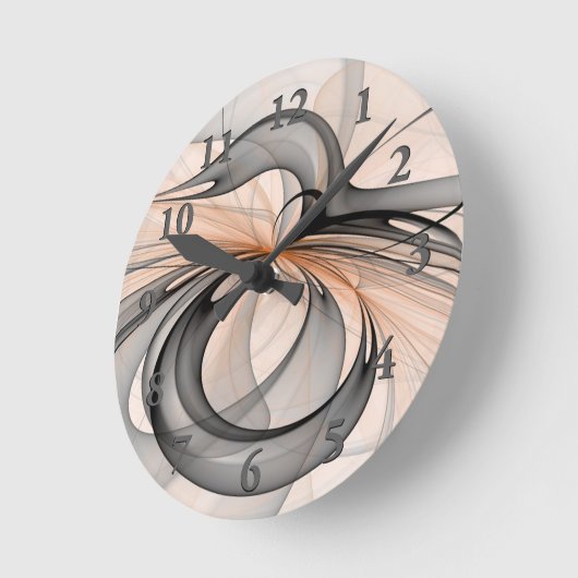 Abstracte Anthracite Gray Sienna Modern Fractal Ar Ronde Klok (Hoek)
