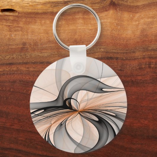 Abstracte Anthracite Gray Sienna Modern Fractal Ar Sleutelhanger (Achterkant)