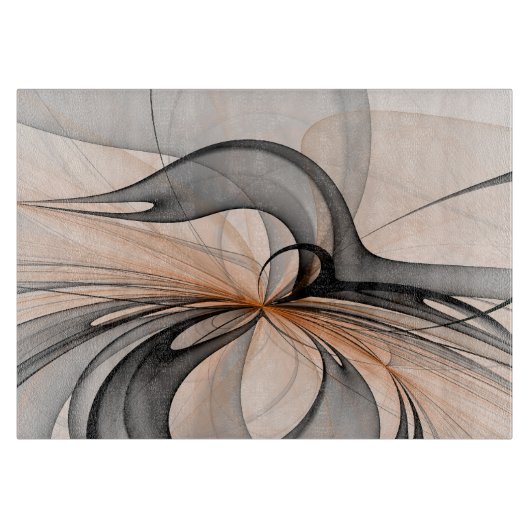 Abstracte Anthracite Gray Sienna Modern Fractal Ar Snijplank (Voorkant)