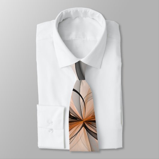 Abstracte Anthracite Gray Sienna Modern Fractal Ar Stropdas (Gebonden)