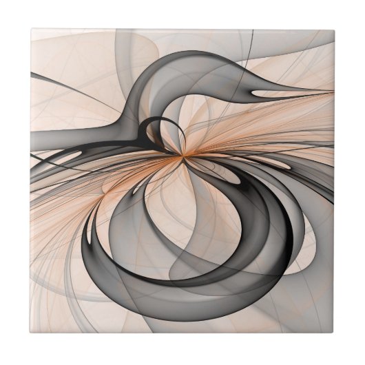 Abstracte Anthracite Gray Sienna Modern Fractal Ar Tegeltje (Voorkant)