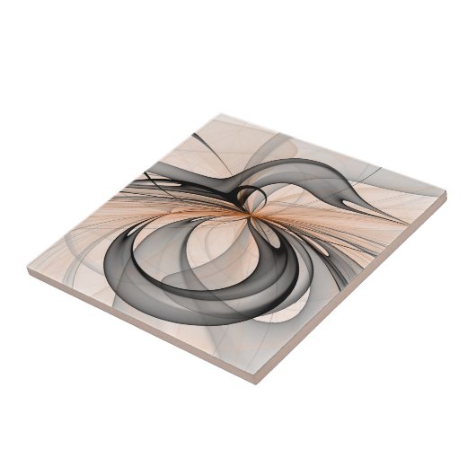 Abstracte Anthracite Gray Sienna Modern Fractal Ar Tegeltje (Zijkant)