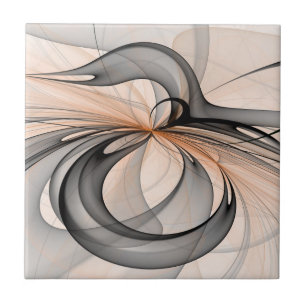 Abstracte Anthracite Gray Sienna Modern Fractal Ar Tegeltje