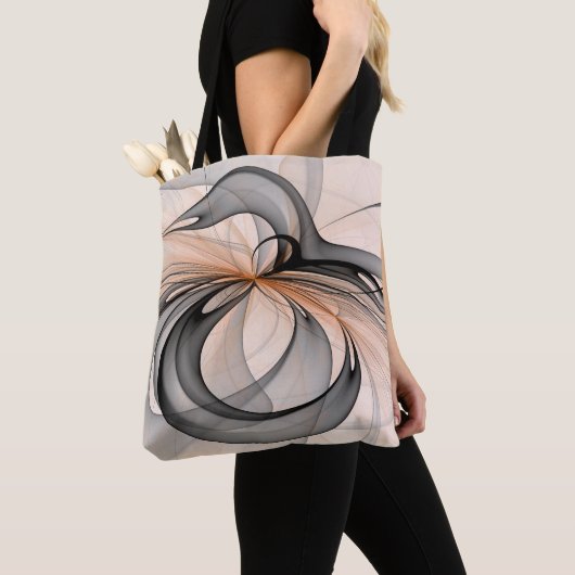 Abstracte Anthracite Gray Sienna Modern Fractal Ar Tote Bag (Dichtbij)