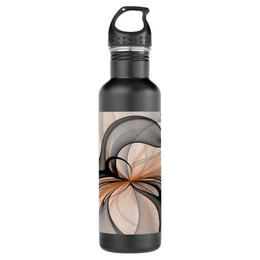 Abstracte Anthracite Gray Sienna Modern Fractal Ar Waterfles (Voorkant)