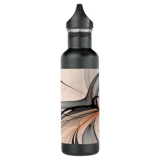 Abstracte Anthracite Gray Sienna Modern Fractal Ar Waterfles (Links)