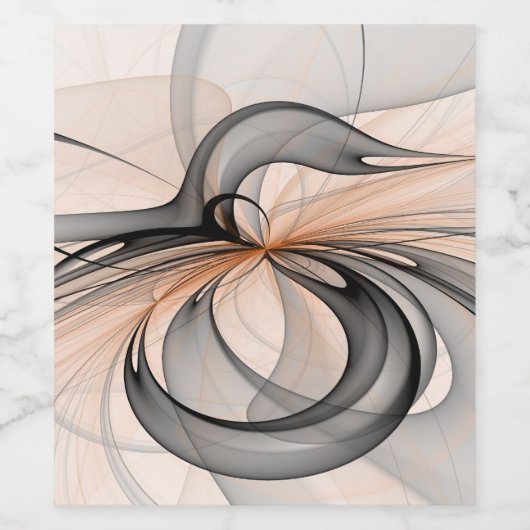 Abstracte Anthracite Gray Sienna Modern Fractal Ar Wijn Etiket (Enkel label)