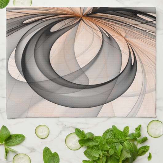 Abstracte Anthracite Gray Sienna Shapes Fractal Ar Theedoek (Gevouwen)