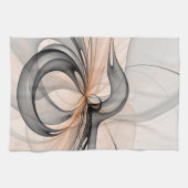 Abstracte Anthracite Gray Sienna Shapes Fractal Ar Theedoek (Horizontaal)