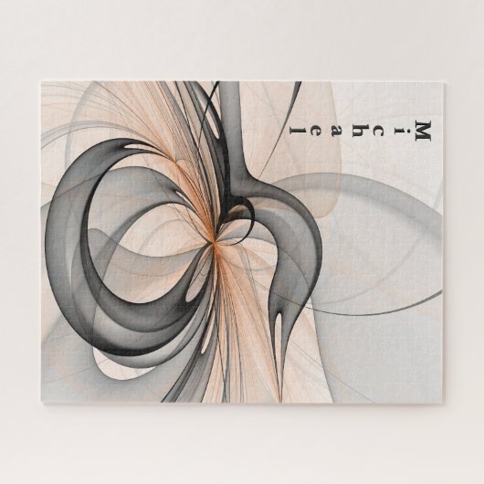 Abstracte antracite Gray Sienna Shape Fractal Name Legpuzzel (Horizontaal)