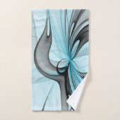 Abstracte antracite grijs blauwe, moderne fractale bad handdoek (Handdoek)