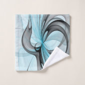 Abstracte antracite grijs blauwe, moderne fractale bad handdoek (Wasdoekje)
