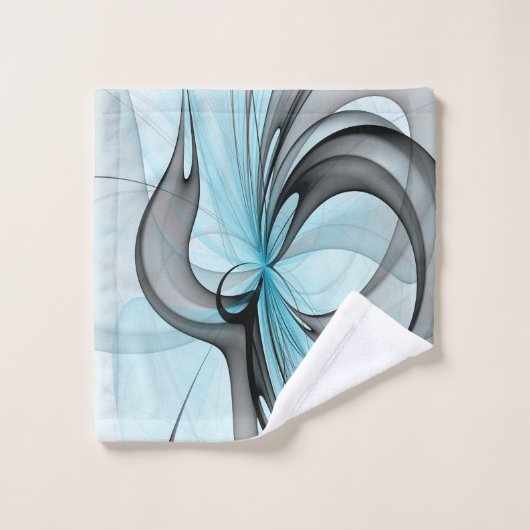 Abstracte antracite grijs blauwe, moderne fractale bad handdoek (Wasdoekje)