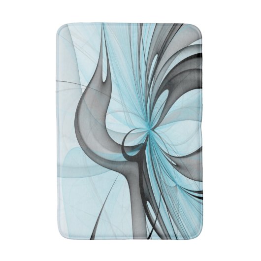 Abstracte antracite grijs blauwe, moderne fractale badmat (Voorkant Verticaal)