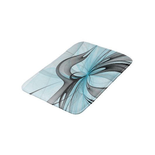 Abstracte antracite grijs blauwe, moderne fractale badmat (Gekanteld)