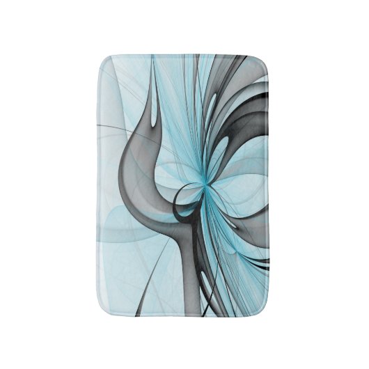 Abstracte antracite grijs blauwe, moderne fractale badmat (Voorkant Verticaal)