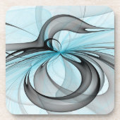 Abstracte antracite grijs blauwe, moderne fractale bier onderzetter (Voorkant)